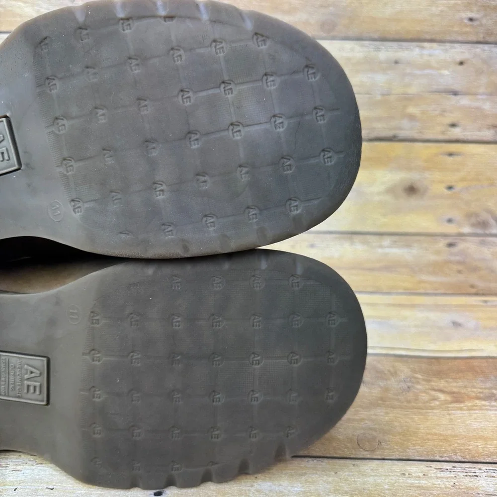 Vtg American Eagle Mens 11 Brown Leather Chunky Moc Toe Shoes‎ Y2K Gorpcore 90s